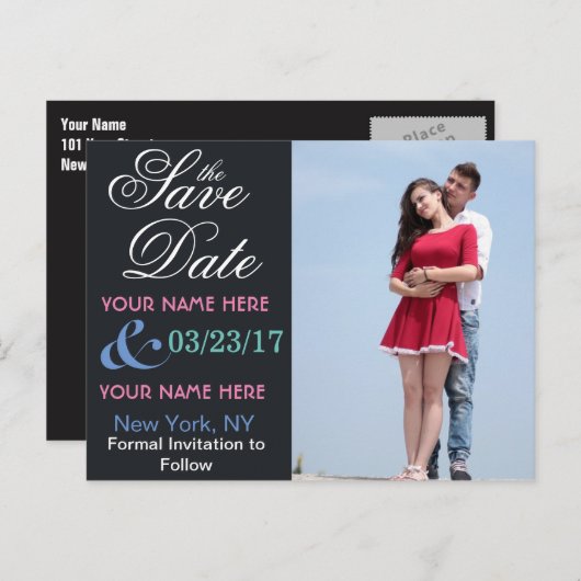 Gepersonaliseerd sparen de Datum Aankondigingskaart (Voorkant / Achterkant)