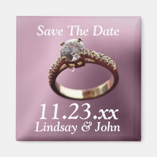 Gepersonaliseerd sparen de Datum Diamond Verloving Magneet