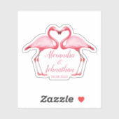 Gepersonaliseerd sparen de datum Roze Flamingos Sticker (Vel)