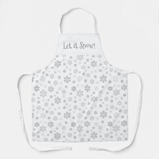 Gepersonaliseerd Sparkly Silver Sneeuwvlokken Schort (Voorkant)