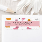 Gepersonaliseerd speels kattenpatroon met Polka Do Etiket (Insitu)