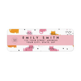 Gepersonaliseerd speels kattenpatroon met Polka Do Etiket