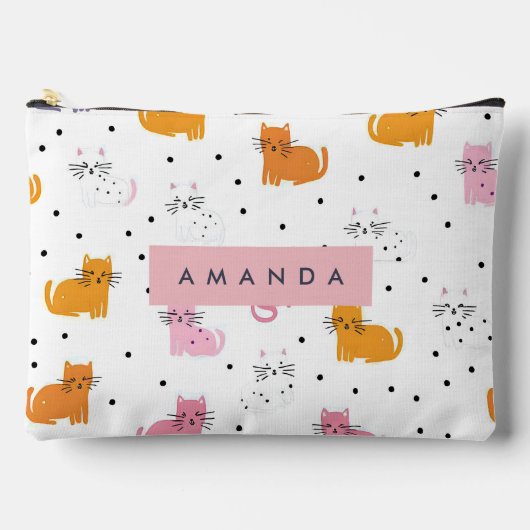 Gepersonaliseerd speels kattenpatroon met Polka Do Etui (Voorkant)