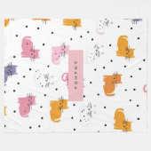 Gepersonaliseerd speels kattenpatroon met Polka Do Fleece Deken (Voorkant (Horizontaal))