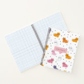 Gepersonaliseerd speels kattenpatroon met Polka Do Notitieboek (Binnen)