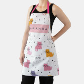 Gepersonaliseerd speels kattenpatroon met Polka Do Schort (Insitu)