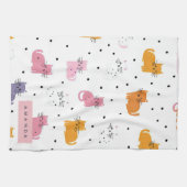 Gepersonaliseerd speels kattenpatroon met Polka Do Theedoek (Horizontaal)
