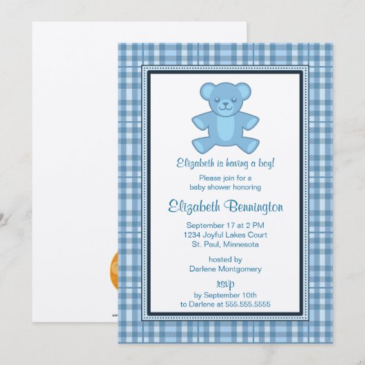 Gepersonaliseerd spelbreker Beer Baby shower nodig Kaart (Voorkant / Achterkant)