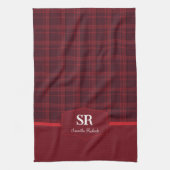 Gepersonaliseerd speldenmonogram rood tartan bakke theedoek (Verticaal)
