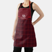 Gepersonaliseerd speldenmonogram Rood Tartan Schor Schort (Insitu)