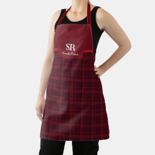 Gepersonaliseerd speldenmonogram Rood Tartan Schor Schort