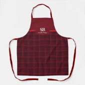 Gepersonaliseerd speldenmonogram Rood Tartan Schor Schort (Voorkant)