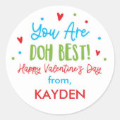 Gepersonaliseerd spelen Doh Valentijnsdag traktati Ronde Sticker (Voorkant)