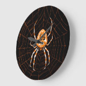 Gepersonaliseerd  Spider Black Oranje Halloween Grote Klok (Hoek)