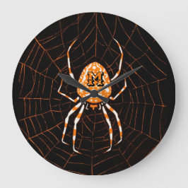 Gepersonaliseerd  Spider Black Oranje Halloween Grote Klok