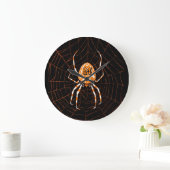 Gepersonaliseerd  Spider Black Oranje Halloween Grote Klok (Huis)