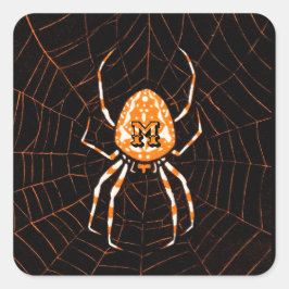 Gepersonaliseerd  Spider Black Oranje Halloween Vierkante Sticker