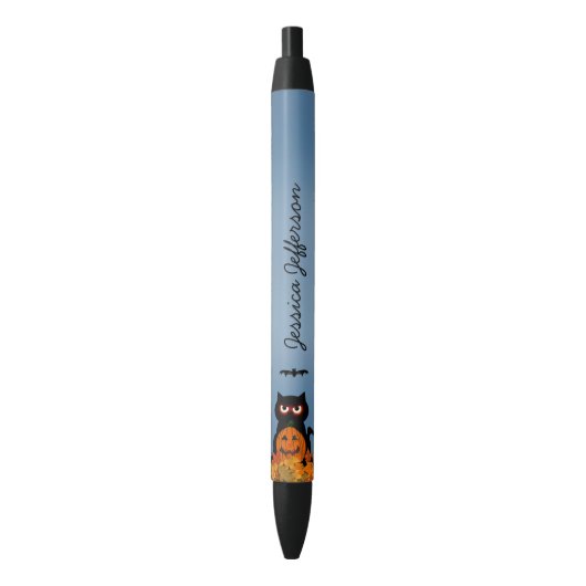 Gepersonaliseerd: Spooky Halloween Kat Inktpen Zwarte Inkt Pen (Voorkant Verticaal)