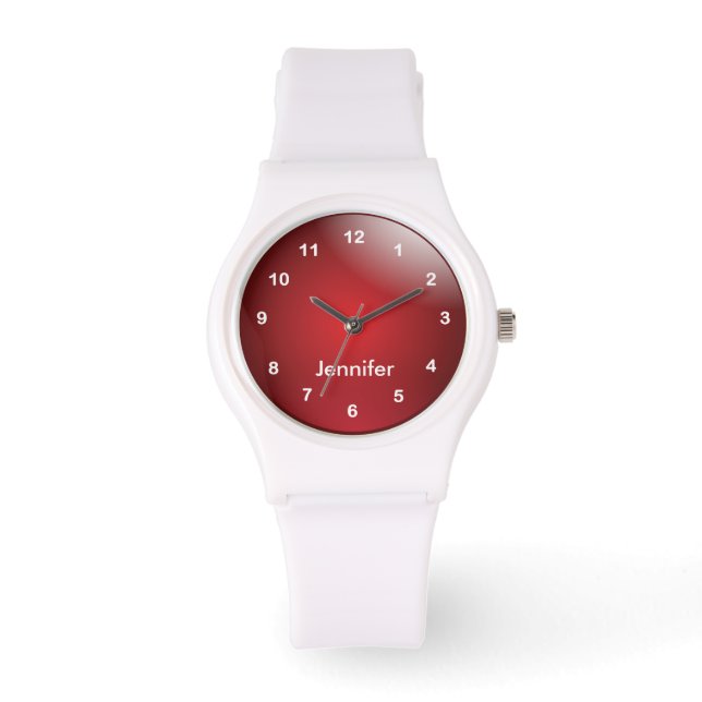 Gepersonaliseerd sportief rood ontwerp horloge (Voorkant)