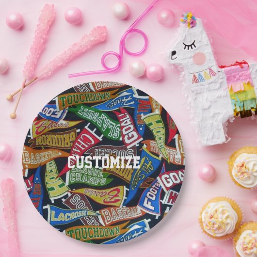 Gepersonaliseerd Sportpatroon voor Pennant Papieren Bordje (Feest)