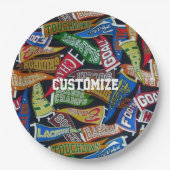 Gepersonaliseerd Sportpatroon voor Pennant Papieren Bordje (Voorkant)