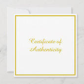 Gepersonaliseerd Square Gold Certificate of Authen Notitiekaartje (Achterkant)