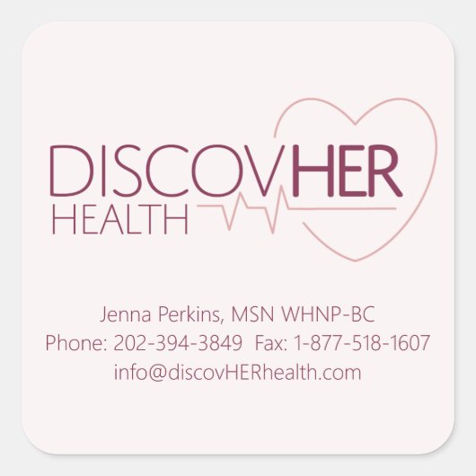 Gepersonaliseerd Square Sticker - DiscovHER Health (Voorkant)
