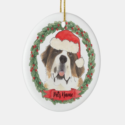 Gepersonaliseerd St. Bernard Keramisch Ornament (Rechts)