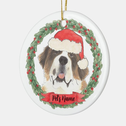 Gepersonaliseerd St. Bernard Keramisch Ornament (Links)