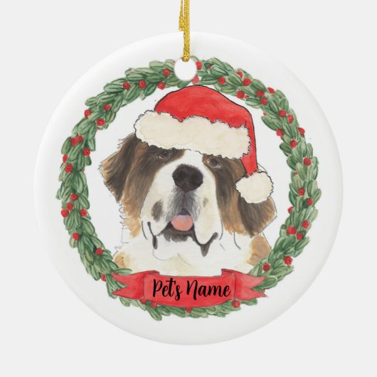 Gepersonaliseerd St. Bernard Keramisch Ornament (Achterkant)