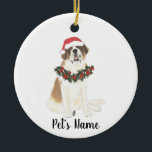 Gepersonaliseerd St. Bernard Keramisch Ornament<br><div class="desc">Maak de mooie lijst dit jaar met een gepersonaliseerd versiertje van je zoete St. Pernard elf!</div>