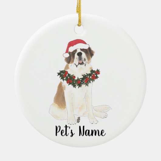 Gepersonaliseerd St. Bernard Keramisch Ornament (Achterkant)