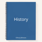 Gepersonaliseerd staal Blauw Geschiedenis Onderwij Notitieboek (Voorkant)