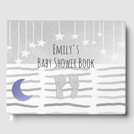 Gepersonaliseerd Star and Moon Thema Baby shower Gastenboek (Voorkant)