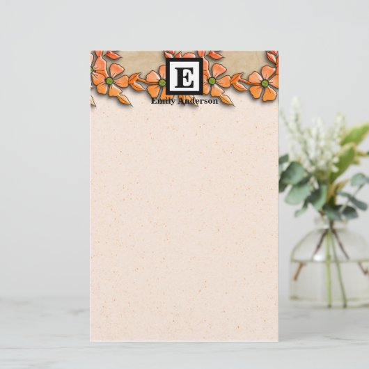 Gepersonaliseerd | Stationaire bloemen Briefpapier (Staand voorkant)