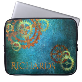 Gepersonaliseerd steampunk Rusty Gears Laptop Sleeve