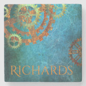 Gepersonaliseerd Steampunk Rusty Gears Stone Onder Stenen Onderzetter (Voorkant)