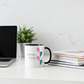 Gepersonaliseerd stel roze en blauwe halve hart mok