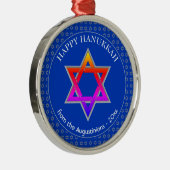 Gepersonaliseerd | Ster van David | HAPPY HANUKKAH Metalen Ornament (Rechts)