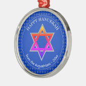 Gepersonaliseerd | Ster van David | HAPPY HANUKKAH Metalen Ornament (Links)