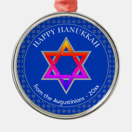 Gepersonaliseerd | Ster van David | HAPPY HANUKKAH Metalen Ornament