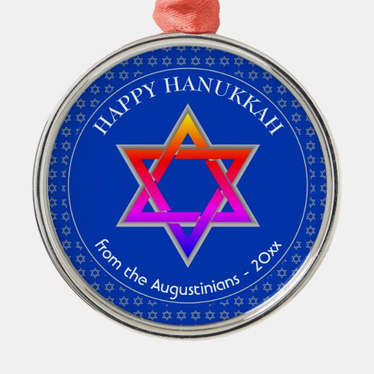 Gepersonaliseerd | Ster van David | HAPPY HANUKKAH Metalen Ornament (Voorkant)