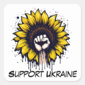 Gepersonaliseerd steun voor Oekraïne Sunflower & F Vierkante Sticker (Voorkant)