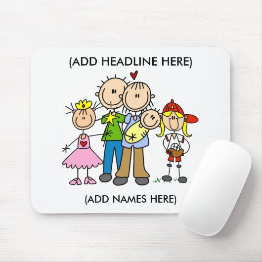 Gepersonaliseerd Stick Family One Mousepad Muismat (Met muis)