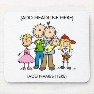 Gepersonaliseerd Stick Family One Mousepad Muismat