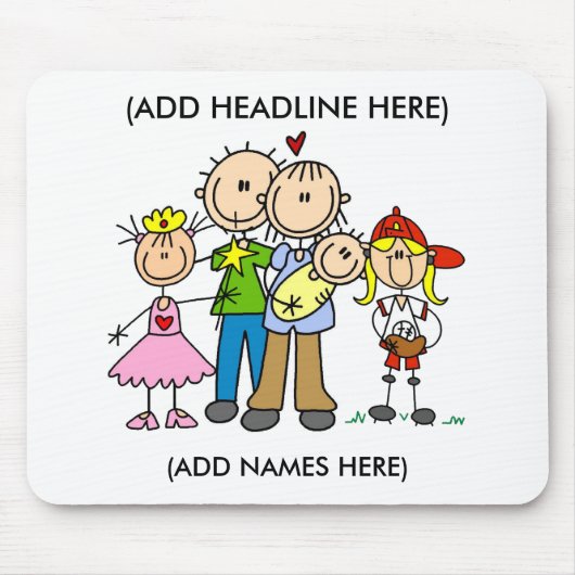 Gepersonaliseerd Stick Family One Mousepad Muismat (Voorkant)