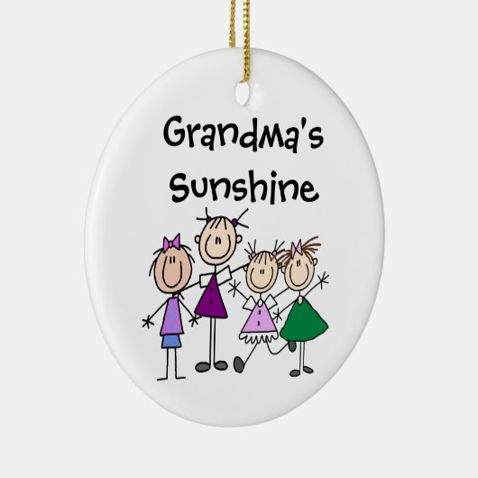 Gepersonaliseerd Stick Figuur Kinder Familie Ornam Keramisch Ornament (Rechts)