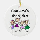 Gepersonaliseerd Stick Figuur Kinder Familie Ornam Keramisch Ornament (Voorkant)