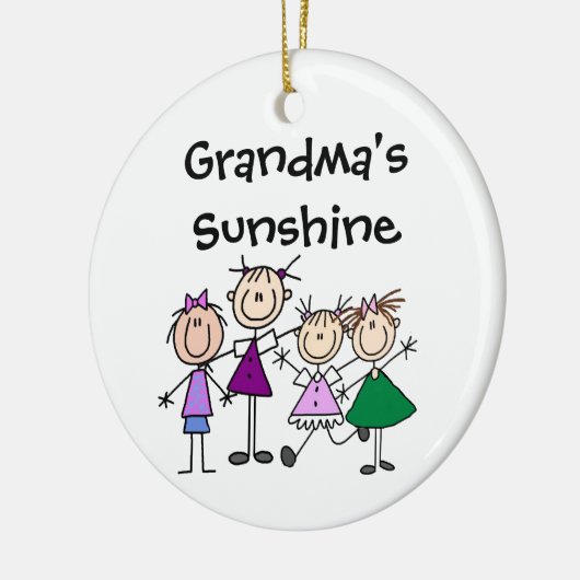 Gepersonaliseerd Stick Figuur Kinder Familie Ornam Keramisch Ornament (Links)