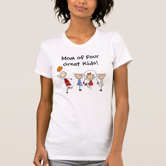 Gepersonaliseerd Stick Figuur Kinder Familie T-shi T-shirt (Voorkant)